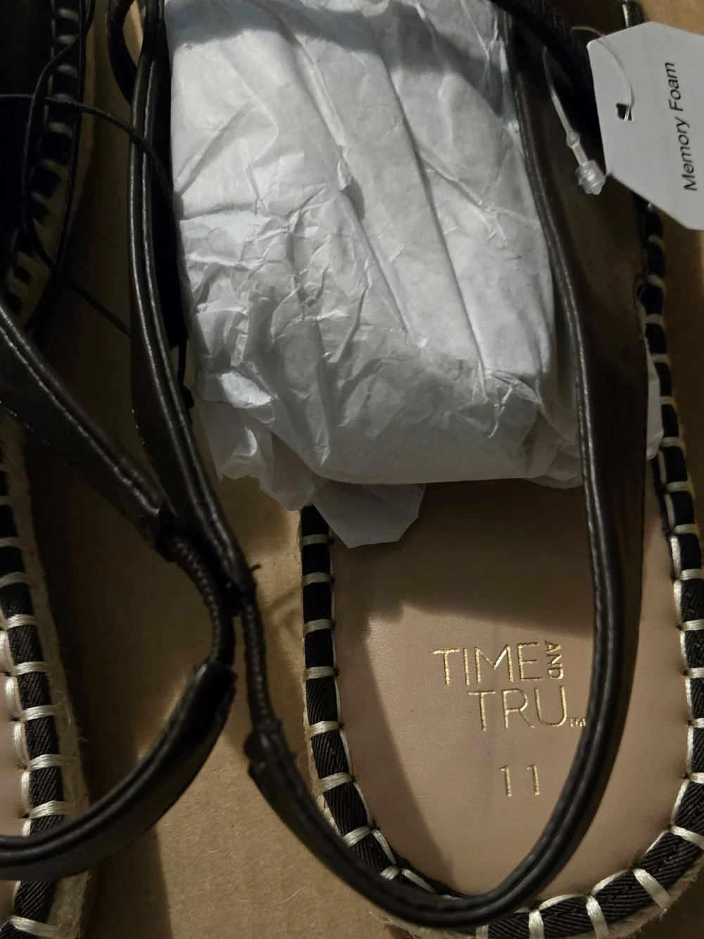 Time and Tru Dark Brown Slingback Espadrille Flats